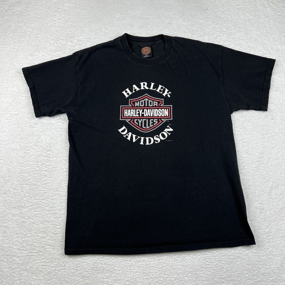 Vintage Harley Davidson Shirt Adult XL Black 1996‎ Graphic Tee Motorcycle USA